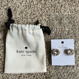 Kate spade clear cubic zirconia stud earrings gold metal base brand new
